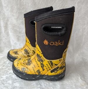 Oaki Toddler 6 Yellow Construction Neoprene Puddle Boots Winter Cold Weather